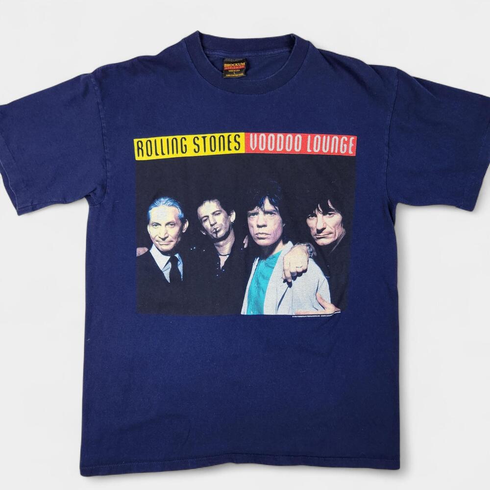 Vintage Rolling Stones Shirt Mens Large Navy Voodoo Lounge Tour 94/95 USA 90s